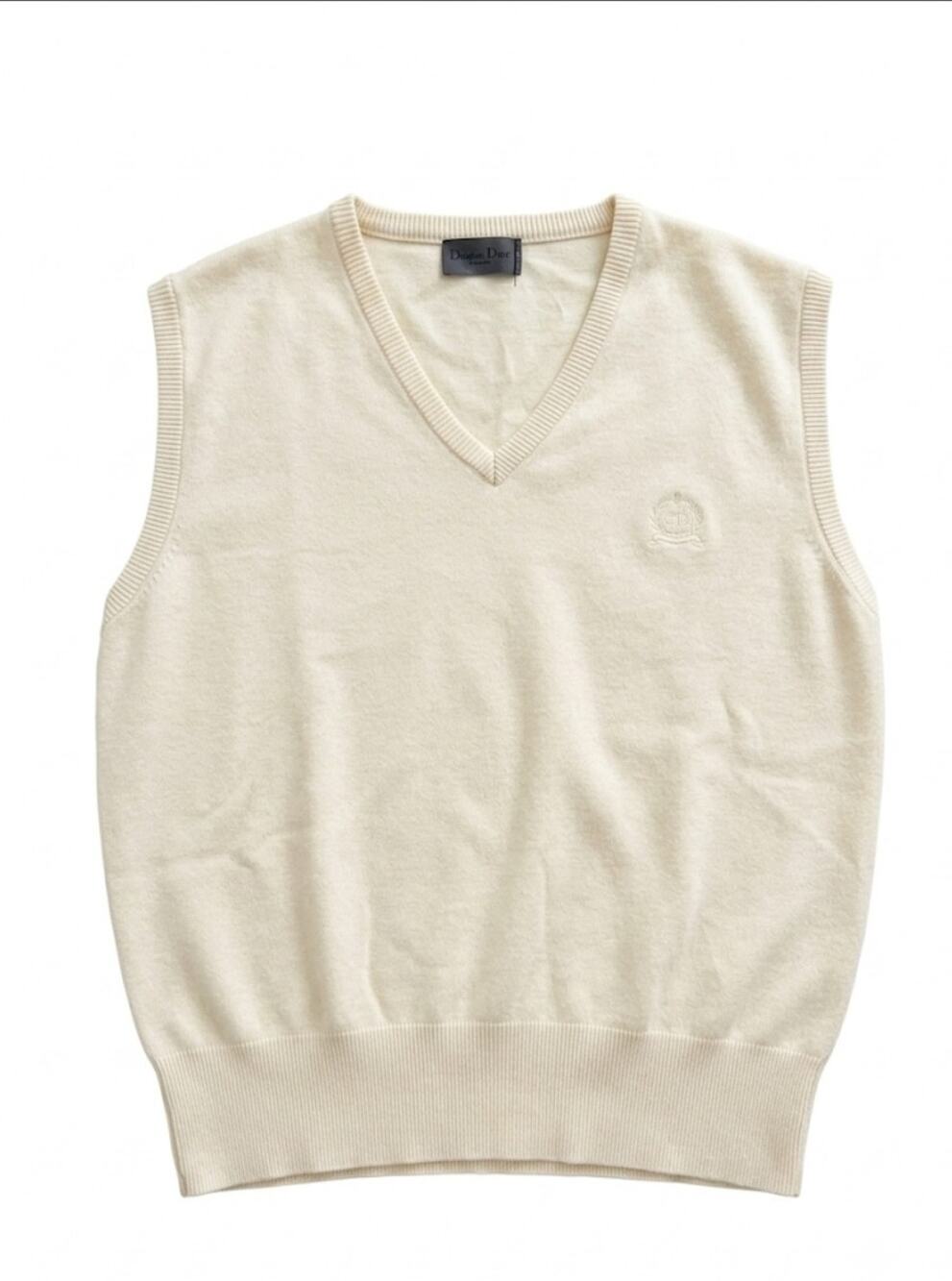 Christian Dior Monsieur Sweater Vest Cream With Chest Emblem